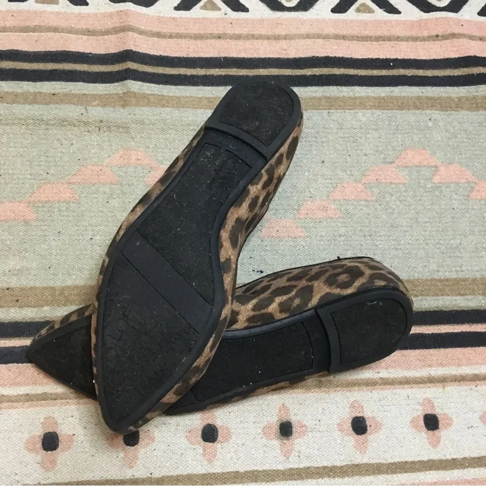 Ann Taylor Loft 7.5 women’s cheetah print Ballerina flat shoes pointy toe GUC